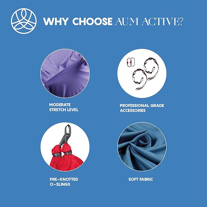 Aerial Silk Yoga Hammock & Swing for Home, Inversion Exercises, Starter Kit for All Levels - Durable with Extension Straps, Carabiners, and Pose Guide-StrideForce Fitness