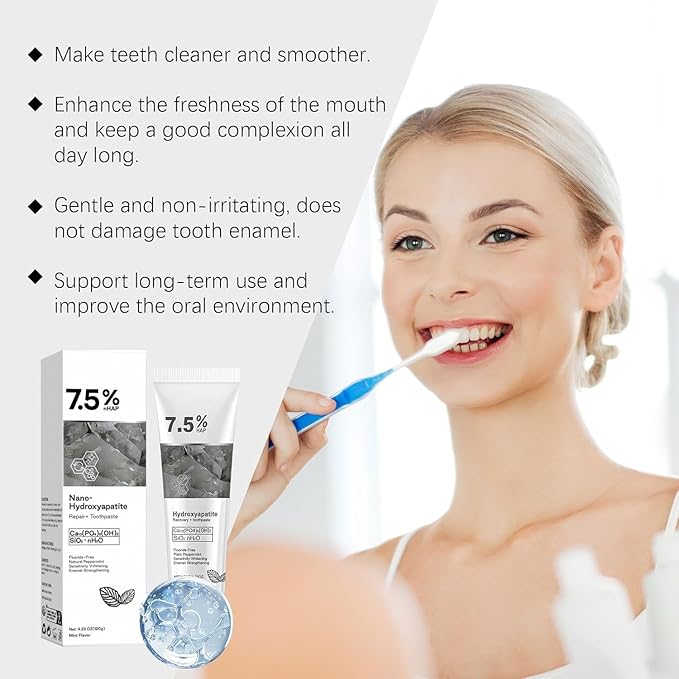 Hydroxyapatite Toothpaste for Advanced Enamel Protection, Gentle and Effective Formula, Fresh Breath, Deep Cleaning Care Toothpaste,Suitable for Sensitive Teeth (1)