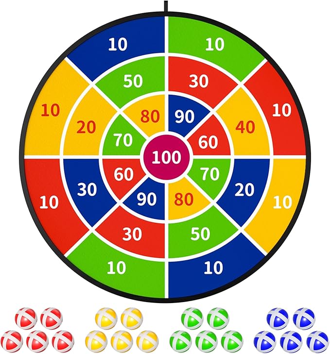 TEMI 29" Large Dart Board for Kids, Boys Toys Dartboards with 20 Balls, Indoor and Outdoor Sport Fun Party Play Game Toys, Birthday Gifts for Boys Girls 3 4 5 6 7 8 9 10 11 12 Years Old-StrideForce Fitness