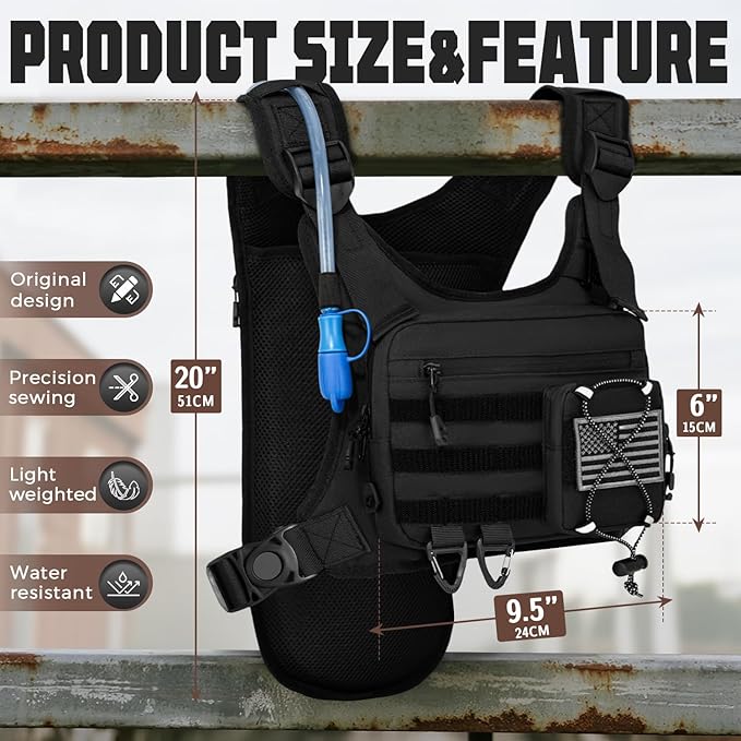 Hydration Vest with 2L Water Bladder for Men and Women,Lightweight Adjustable Hydration Backpack,Reflective Running Hydration Chest Bag for Hiking Climbing Cycling-StrideForce Fitness