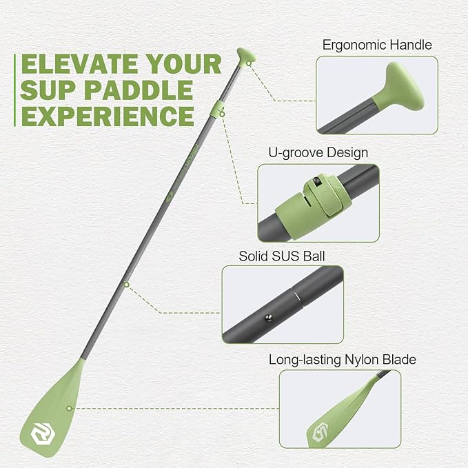 SUP Paddle - Paddle Board Paddle 4 Piece Stand Up Paddleboard Paddles Lightweight Floating Kayak Paddle - Light Blue - Lake Green - Light Green-StrideForce Fitness