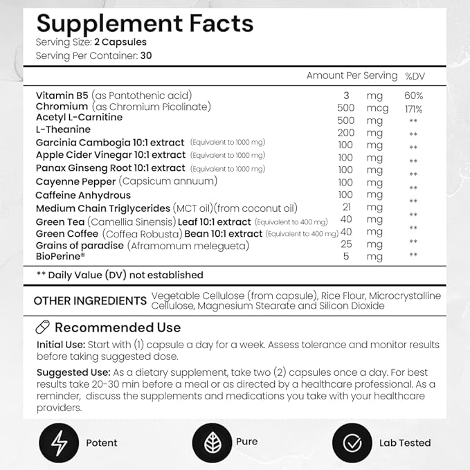 Ignite - Thermogenic Fat Burner & Nootropic - Weight Management, Craving Control, Metabolism, Focus & Energy Support with ACV, Green Tea Extract & More - High Absorption with BioPerine® (60 Capsules)-StrideForce Fitness