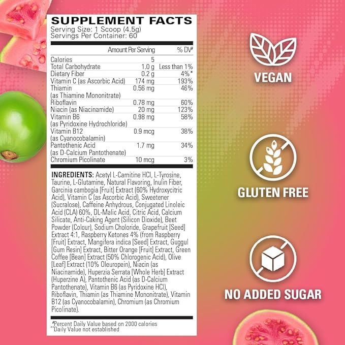 EHP Labs OxyShred Pre Workout Powder & Shredding Supplement - Preworkout Powder with L Glutamine & Acetyl L Carnitine, Energy Boost Drink - Guava Paradise, 60 Servings-StrideForce Fitness