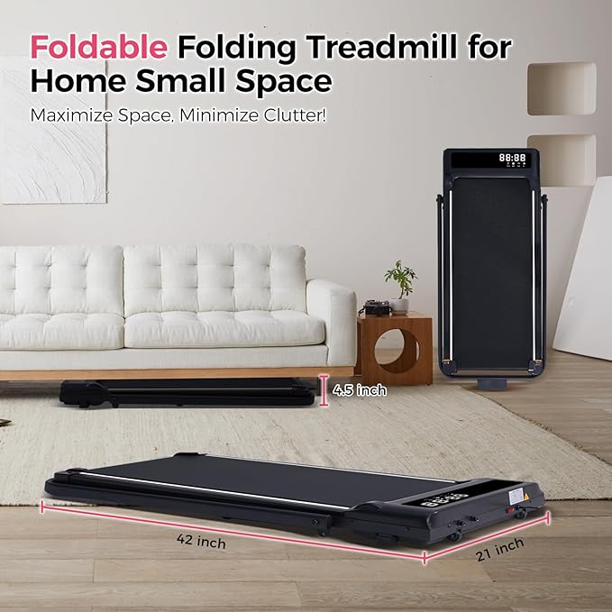 Walking Pad Treadmill with Handle Bar, 3.5HP Compact Electric Walking Pads Treadmills with Handles for Home Apartment Small, 0.6-10MPH Portable Foldable Folding Small Treadmill Home, 400LBS Capacity-StrideForce Fitness