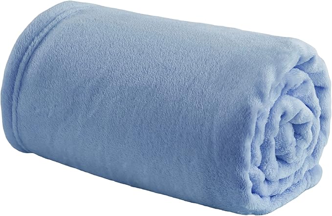 Bedsure Bedding Fleece Blanket for Girls and Boys - Soft Cozy Cute Small Throw Blankets for Travel, 43x55 Inches, Washed Blue-StrideForce Fitness
