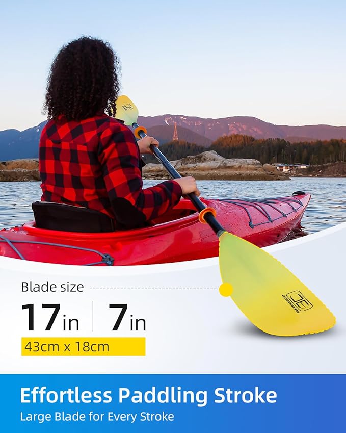 OCEANBROAD Kayak Paddle 86in/218cm, 90.5in/230cm Alloy Shaft 2-Piece Floatable Kayak Oar for Kayaking Canoeing Boating-StrideForce Fitness