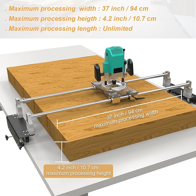 Router Sled, Slab Flattening Jig, DIY Woodworking Router Sled for Flattening Slabs with Height Adjustable (L-Carriages, Steel and Aluminum, 48 Inches)-StrideForce Fitness