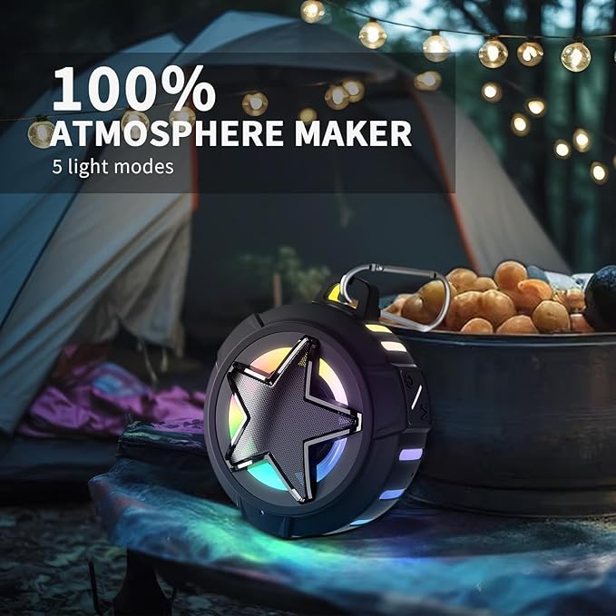 EBODA Bluetooth Shower Speaker, IP67 Waterproof Portable Speakers, Floating, TF Card, Small Outdoor Speaker with LED Light, True Wireless Stereo for Bike, Beach, Paddle Board, Kayak, Gifts-StrideForce Fitness