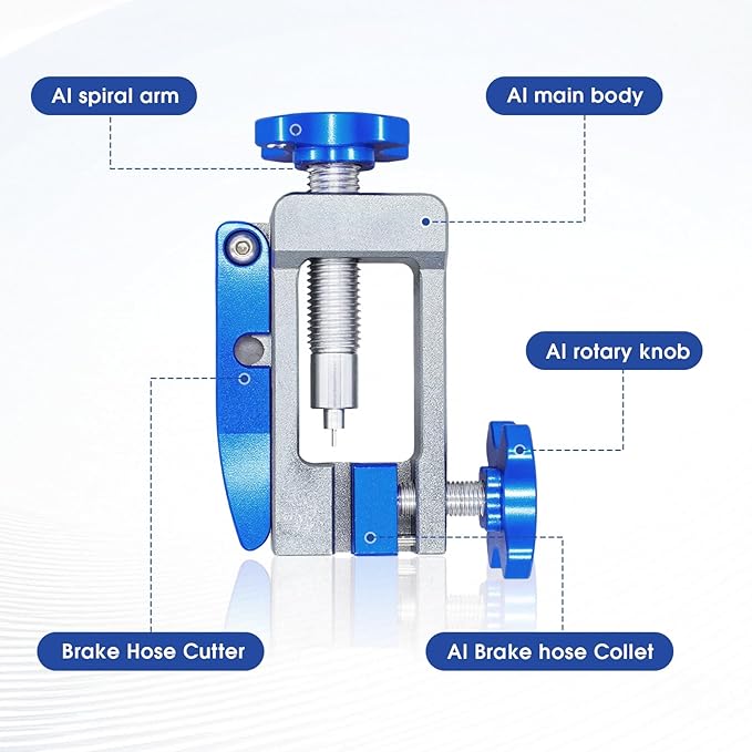 2-in-1 Bike Hydraulic Brake Tool, Hydraulic Hose Cutter & Fitting Insert Tool with Brass Olives, Brake Lines Tubing Entry Device-StrideForce Fitness