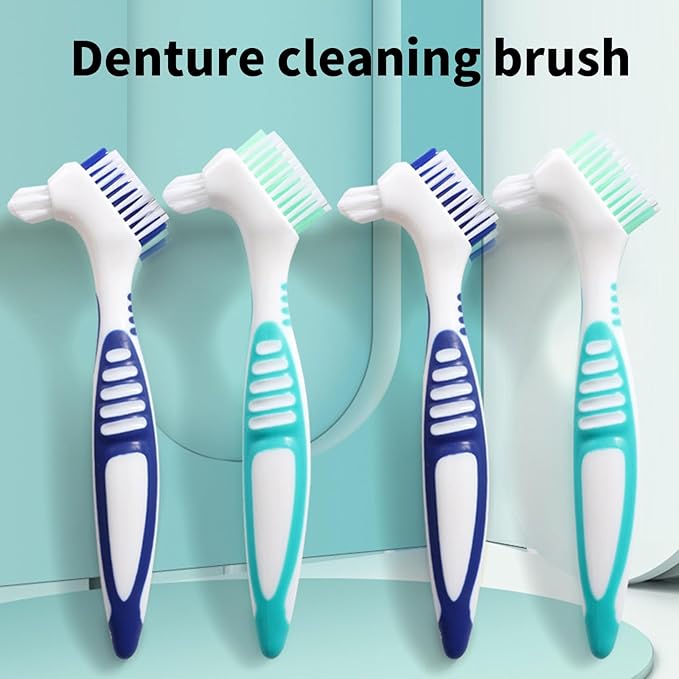 Denture Brush False Teeth Toothbrush Multi-Layered Bristles & Portable Duals Sided Denture Toothbrushes Soft Adults with Case