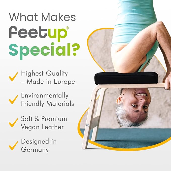 FeetUp - The Original Yoga Headstand Bench, Vegan Handstand Trainer Bench and Stand, Strength Training Inversion Equipment for Relaxation and Strength, Includes App & Starter Kit, #1 Worldwide-StrideForce Fitness