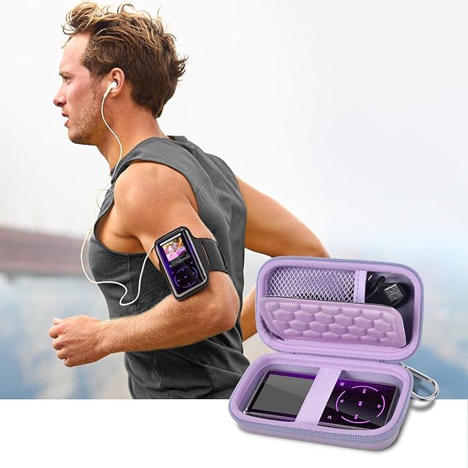 MP3 & MP4 Player Case for SOULCKER/G.G.Martinsen/Grtdhx/iPod Nano/Sandisk Music Player/Sony NW-A45 and Other Music Players with Bluetooth. Fit for Earbuds, USB Cable, Memory Card - Purple-StrideForce Fitness