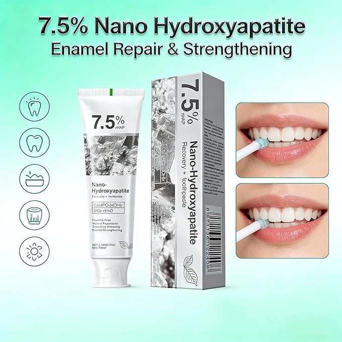 Hydroxyapatite Toothpaste, 7.5% Nano Hydroxyapatite Toothpast, Deep Cleaning for Advanced Enamel Protection, Fluoride-Free Gentle and Effective Formula with Fresh Mint (1 Set)