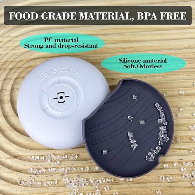 2 Pack Retainer Case,Aligner Case with Vent Holes, Compatible with Invisalign, Mouth Guard Cases，Portable Slim Travel Cute Orthodontic Retainer Cases (White Gray)