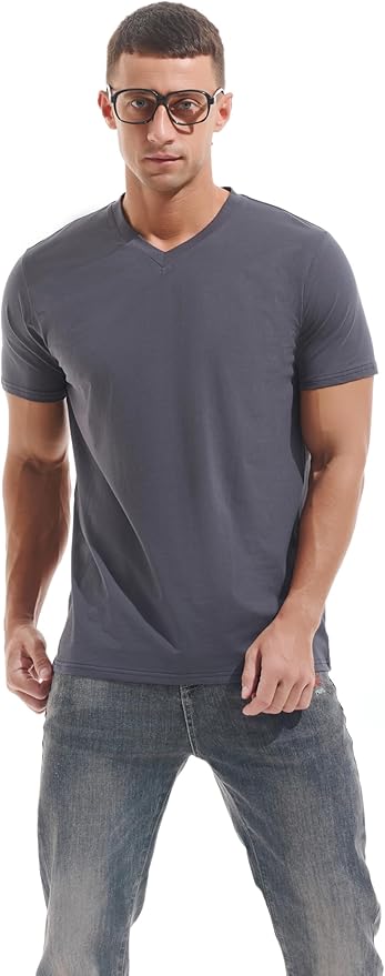 VEIISAR Premium V Neck T Shirts for Men - Modern Fitted Tees Vneck Undershirts-StrideForce Fitness