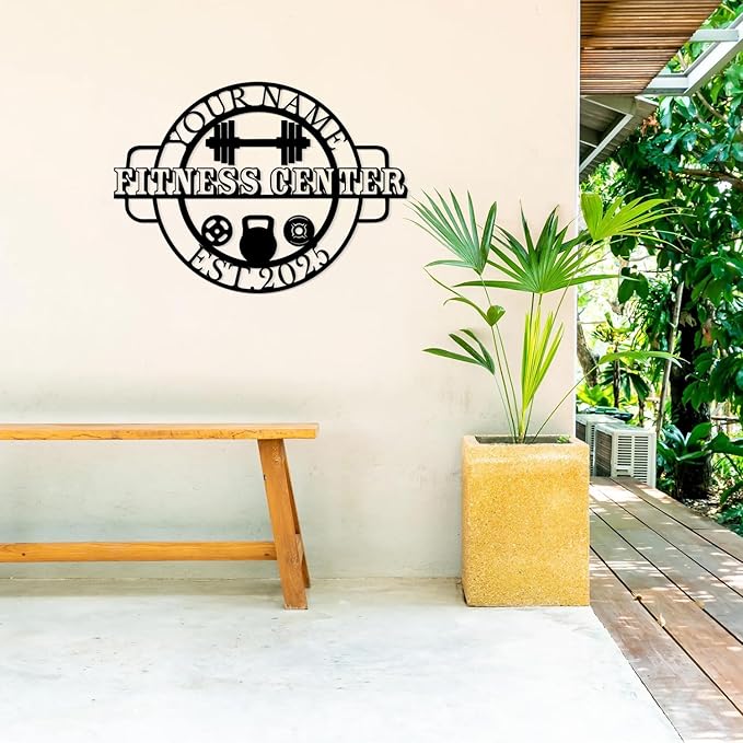 Customized Metal Gym Name Sign, Personalized Sports Room Wall Art,Metal Gym Sign,Unique Fitness Wall Sign, Gym Lovers Unique Gift, Gym Wall Art,Training Center Sign (Style-12)-StrideForce Fitness