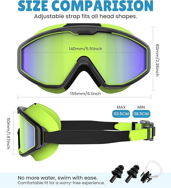 NSSIW Swim Goggles Swimming Kids-Goggles: Anti Fog No Leak with Nose Clip Earplugs for Girls Boys Youth 6-14 3 Pack-StrideForce Fitness
