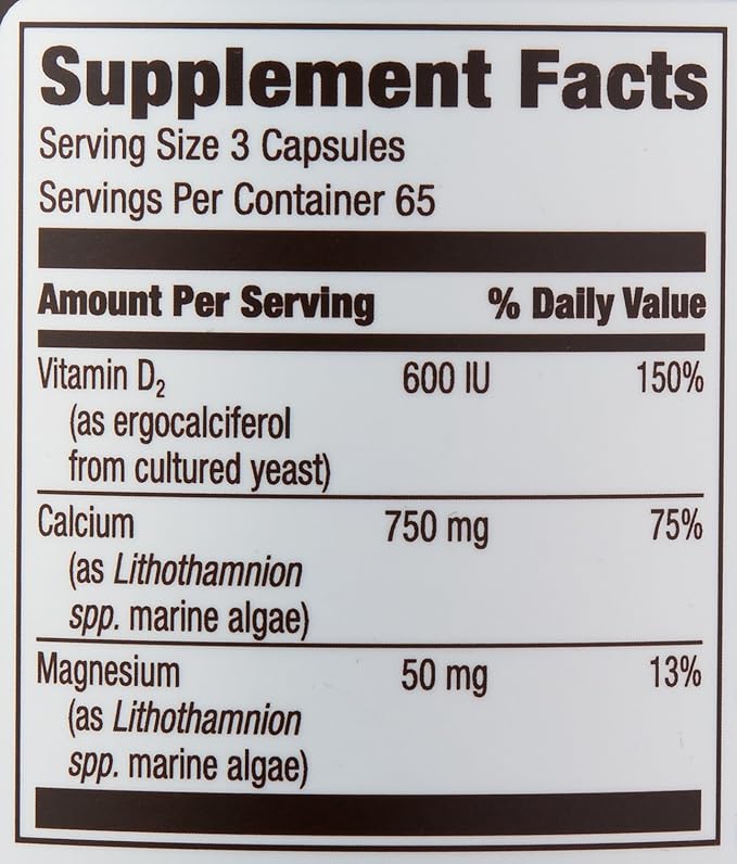 Amazon Elements Calcium Complex with Vitamin D, 250 mg Calcium (3 per Serving), Vegan, 195 Capsules (Packaging May Vary), Supports Strong Bones and Immune Health (Pack of 2)-StrideForce Fitness