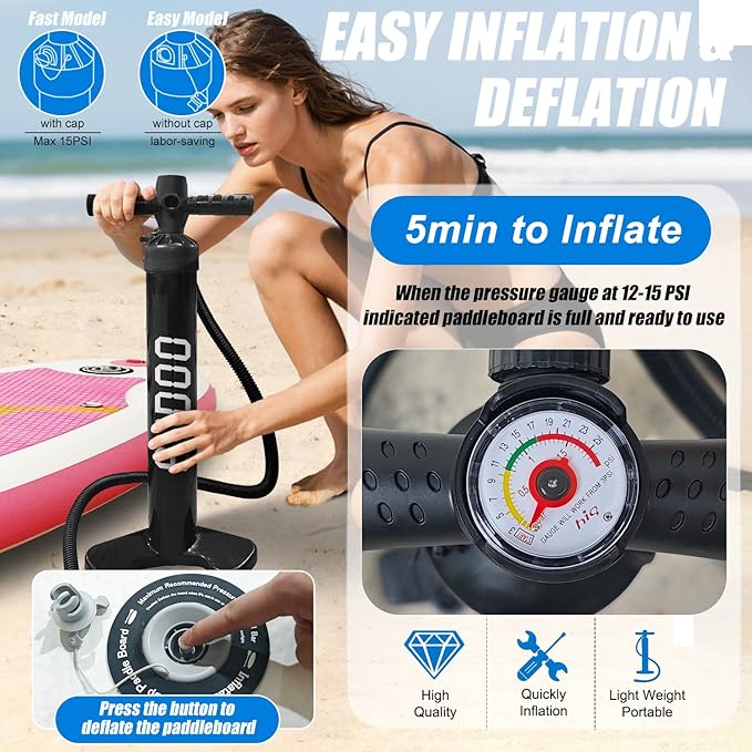 Inflatable Stand Up Paddle Board 10‘x30‘‘- Ultra-Light SUP with Backpack, Pump, Paddle, Coil Leash, 3 Fins, Repair Kit, Stable Design, Non-Slip EVA Deck for Adults & Youth-StrideForce Fitness