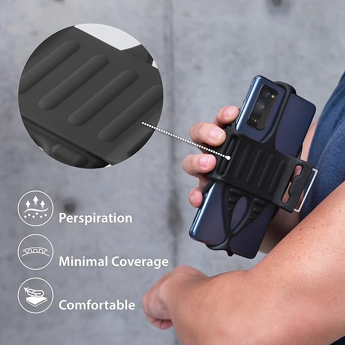 BONE Run Tie 2, Running Phone Holder, Skin-Friendly Silicone Sport Armband with Dual Layer Design for Heat-Dissipation, Workout Phone Carrier for Most Smartphone (L Arm Size/9.8-15.7 inches)-StrideForce Fitness