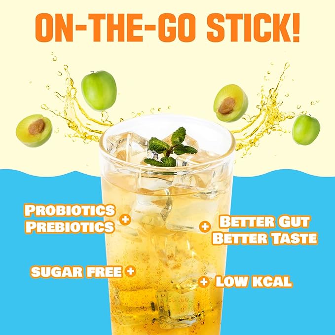 TEAZEN Kombucha Tea, Japanese Apricot Flavor, Zero Sugar, Sparkling Fermented Powdered Mix Beverage from Korea, Live Probiotics & Prebiotics, 10 Sticks, 1.76oz-StrideForce Fitness