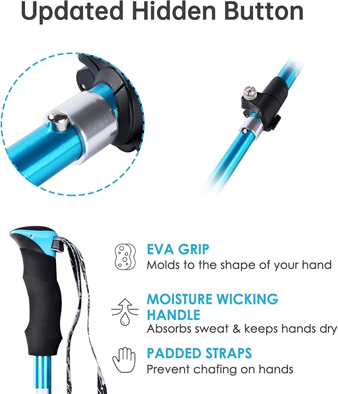 Trekking Poles - Aluminum 7075 Adjustable Walking Sticks with Quick Locks, Expandable to 53", Ultralight for Hiking, Camping, Mountains (Set of 2)-StrideForce Fitness