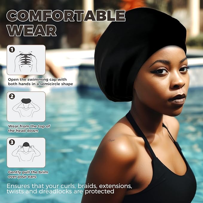 Extra Large Swim Cap - Silicone Cap for Long/Short Hair, Braids & Dreadlocks - Keeps Hair Dry-StrideForce Fitness