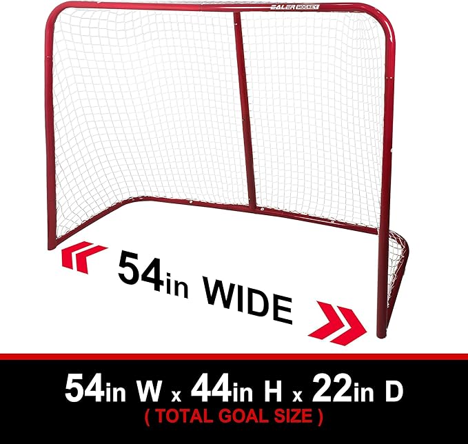 EALER Portable 54″ Steel Street & Ice Hockey Goal – Heavy-Duty 1″ Steel Frame Folding Net for Indoor & Outdoor Practice, Junior Training & Roller Hockey Equipment-StrideForce Fitness