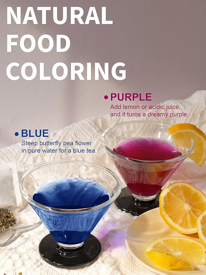TeeLux Butterfly Pea Flower Tea Bags, Premium Dried Butterfly Pea Flower for Blue & Purple Drinks and Food Coloring, 100 Count