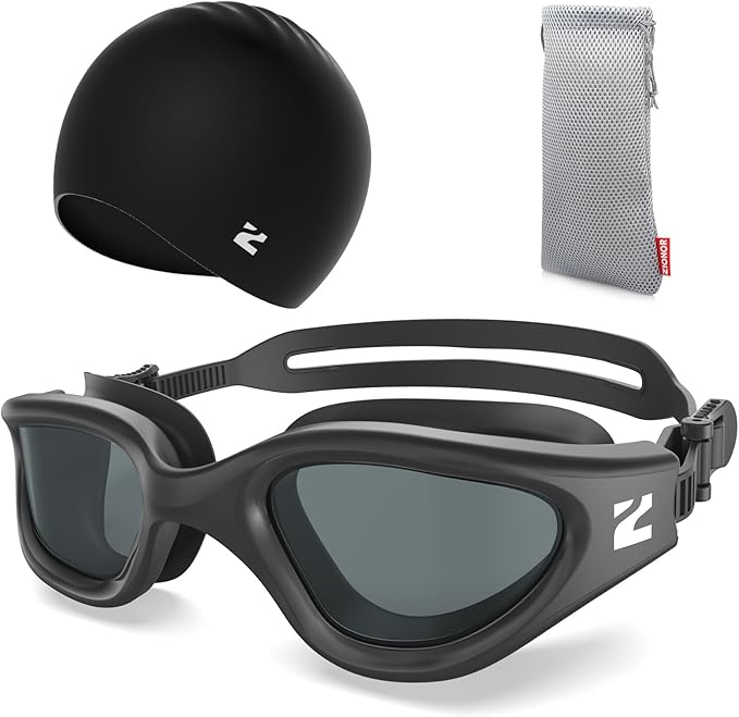 ZIONOR G1 Lite Swim Goggles with Swim Cap Comfortable Anti-fog Swimming Goggles Cap Set for Adult Men Women-StrideForce Fitness