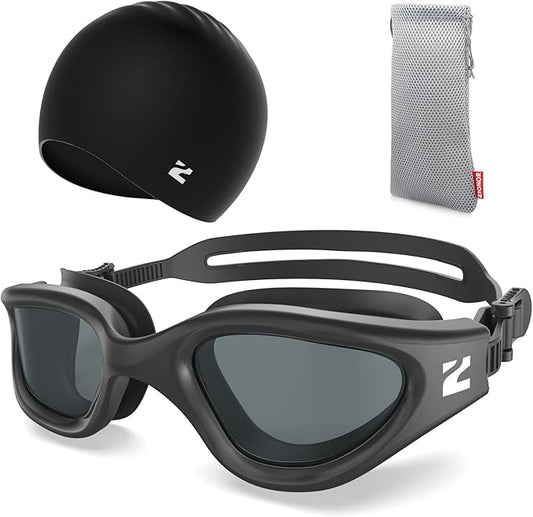 ZIONOR G1 Lite Swim Goggles with Swim Cap Comfortable Anti-fog Swimming Goggles Cap Set for Adult Men Women-StrideForce Fitness
