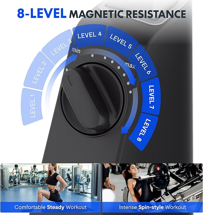 FLEXISPOT Exercise Bike with 2D Desktop, Space Saving Under Desk Bike with Removable Desk, Stationary Bikes Indoor Bikes with 300LBS Heavy Duty 8-Level Resistance Flywheel Optional LCD, V9PRO/V9MAX-StrideForce Fitness