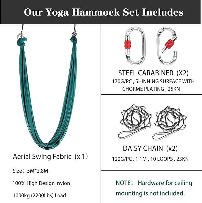 5.5 Yards Aerial Silk Swing Outdoor Hammock Aerial Yoga Swing For Adults,Aerial Yoga Hammocks for outside-StrideForce Fitness