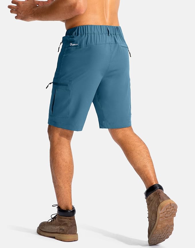 Pudolla Men's Hiking Cargo Shorts 9" Lightweight Outdoor Work Shorts for Men Travel Golf Camping Casual with 5 Zipper Pockets-StrideForce Fitness