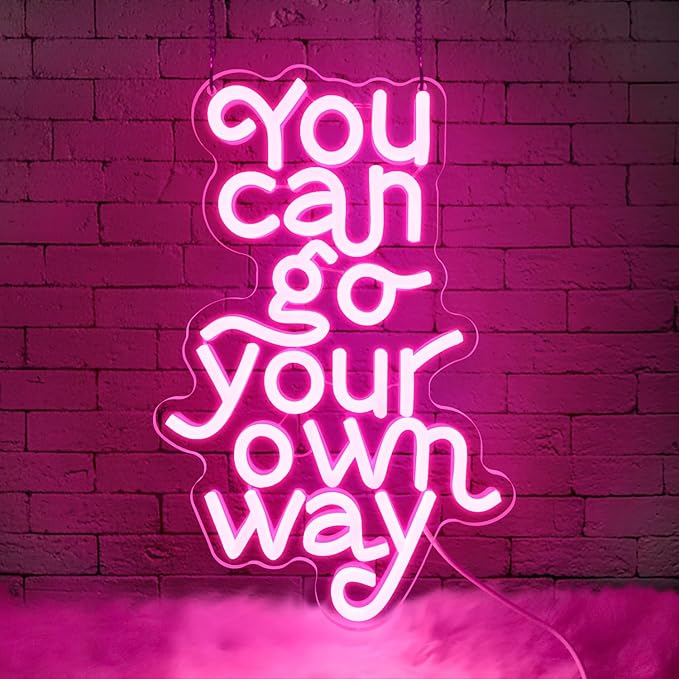 You Can Go Your Own Way Neon Sign,Neon Signs for Wall Decor,Motivational Pink LED Wall Light for Girls Bedroom,Teen Room,Dorm Decor,Neon Aesthetic Sign,Gift for Girls,USB Powerd Dimmer Switch-StrideForce Fitness