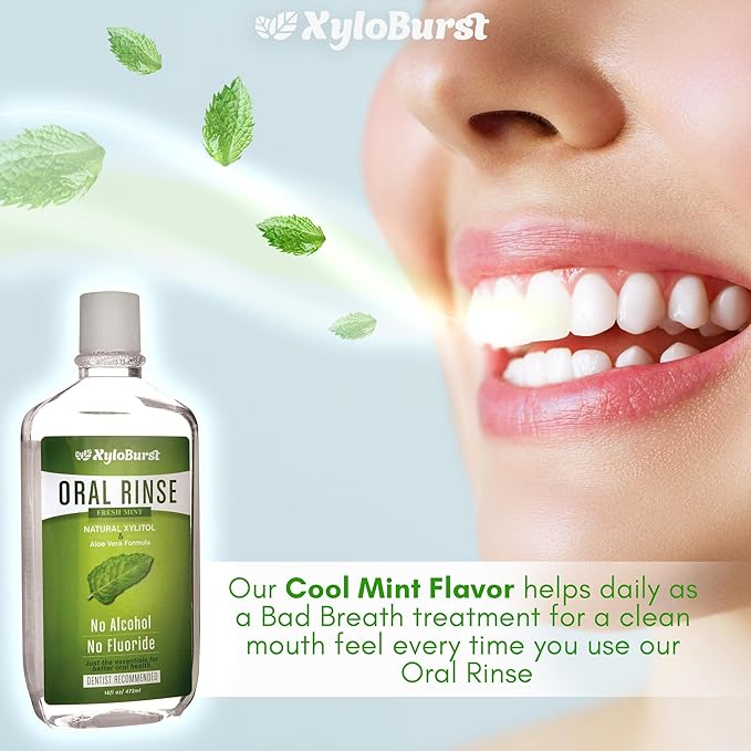 Xyloburst Oral Rinse Mouthwash - Natural Xylitol Mouthwash | Fluoride Free Mouth Wash | Alcohol Free Mouth Wash | Fresh Mint Mouth Rinse | SLS Free