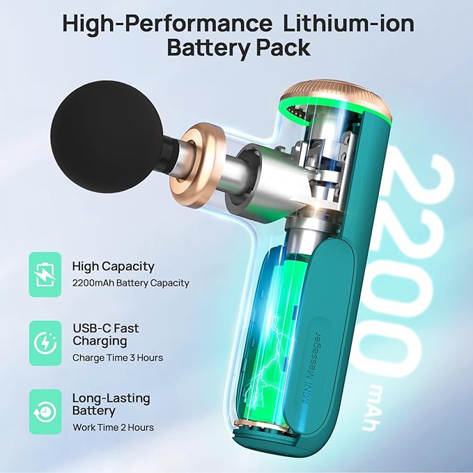 Mini Massage Gun with Heat Function, Heated Massage Head for Deep Tissue Pain Relief, Portable Muscle Massager for Athletes, Compact Percussion Gun-StrideForce Fitness