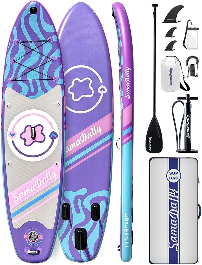 11'Stand Up Paddle Boards Surf Control with Premium SUP Board Accessories Backpack & Removable Fins, 34" Wide Inflatable Paddle Boards of All Skill Levels-StrideForce Fitness