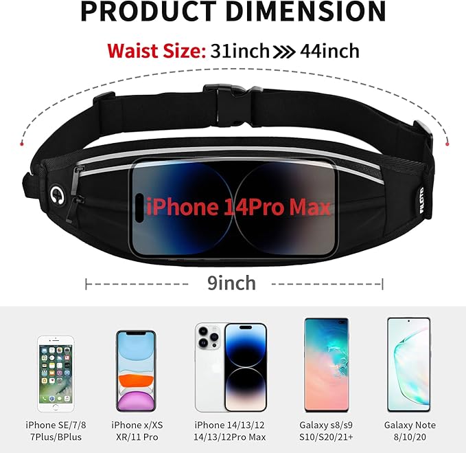 Running Belt Fanny Pack, Running Waist Pack for Women & Men USA Patented Hands-Free Reflective Runner Pouch Belt Fitness Workout Bag No-Bounce Adjustable Sport Travel Fanny Pack Cell (Black)-StrideForce Fitness