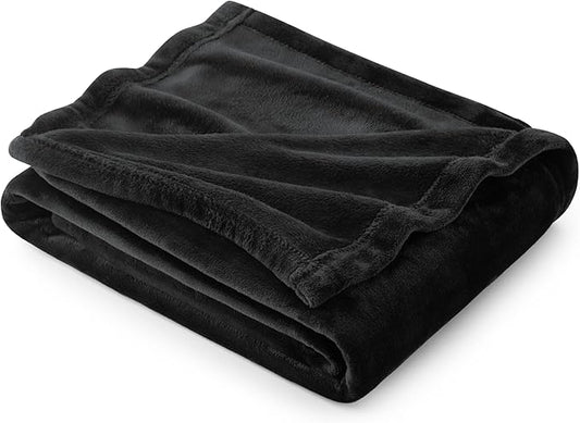 Bedsure Fleece Throw Blanket for Couch Black - Lightweight Plush Fuzzy Cozy Soft Blankets and Throws for Sofa, 50x60 inches-StrideForce Fitness