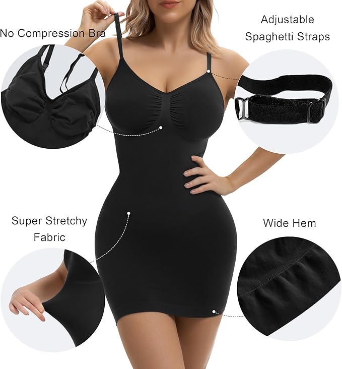 SHAPERX Strapless Shapewear Dress for Women Tummy Control Seamless Full Body Shaper Slip with Removable Straps-StrideForce Fitness