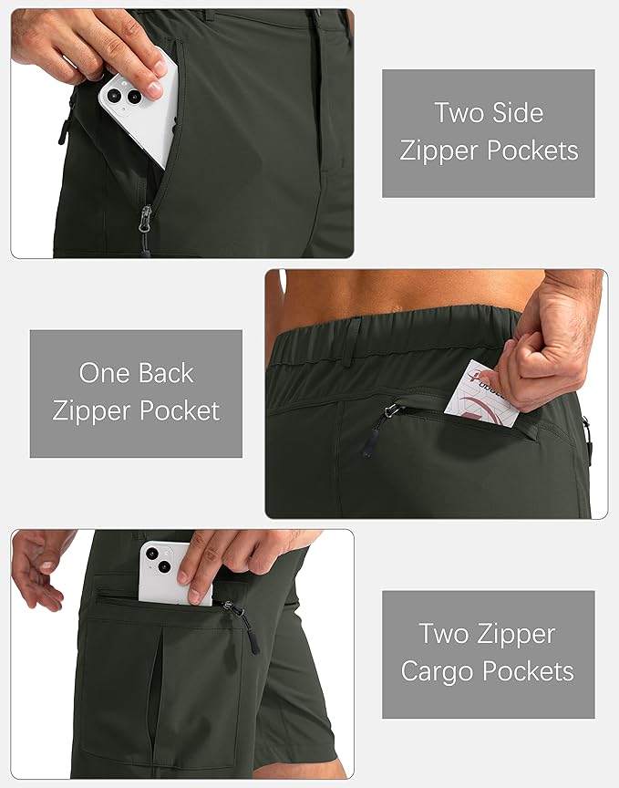 Pudolla Men's Hiking Cargo Shorts 9" Lightweight Outdoor Work Shorts for Men Travel Golf Camping Casual with 5 Zipper Pockets-StrideForce Fitness