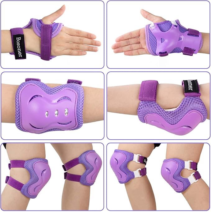 BOSONER Kids/Youth Knee Pad Elbow Pads Guards Protective Gear Set for Roller Skates Cycling BMX Bike Skateboard Inline Skatings Scooter Riding Sports-StrideForce Fitness