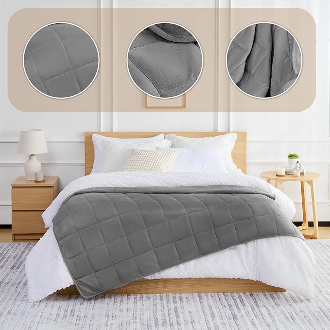 L'AGRATY Weighted Blanket - 48"x72" 20lbs Soft Breathable Heavy Blanket Minky Material with Glass Beads for Adult All-Season Summer Fall Winter Soft Thick Comfort-StrideForce Fitness