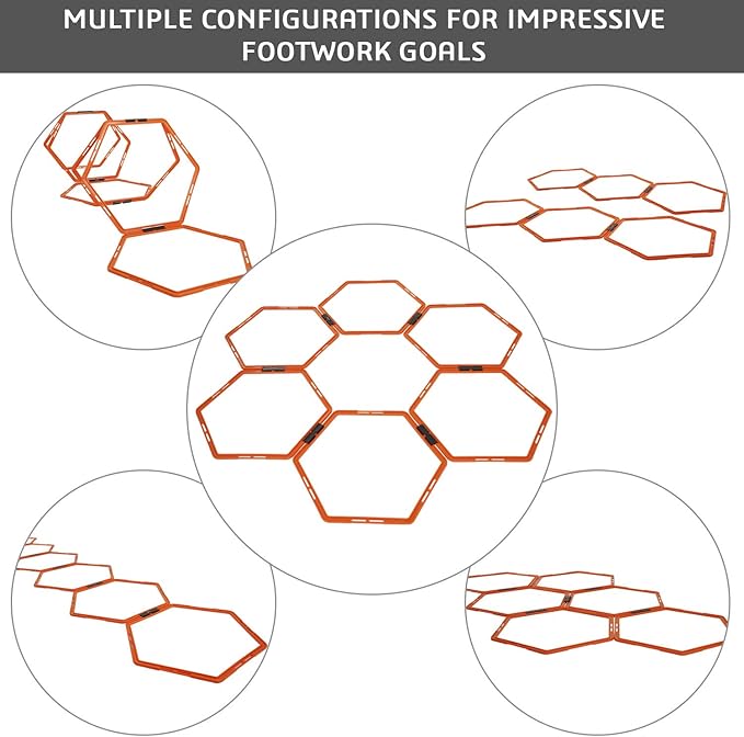 Yes4All Hex Agility Rings/Speed Rings with Carrying Bag – Hexagon Rings, Agility Hurdles for Agility Footwork Training-StrideForce Fitness