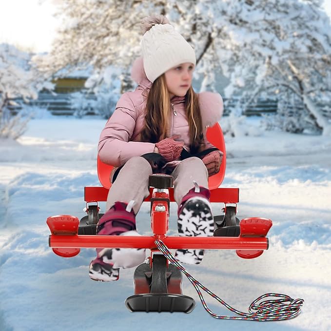 Snow Racer Scooter, Modern Ski Scooter Scooter up to 192.9lbs Board Snow Racer Sled for Kids and Adults-StrideForce Fitness