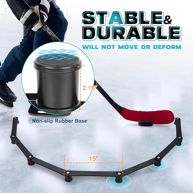 Hikeen 7-Sections Hockey Training Equipment,Magnetic Adjustable Size Hockey Stick Handling Trainer,Portable Stickhandling Training Tool for Puck Control, Reaction Time and Coordination-StrideForce Fitness