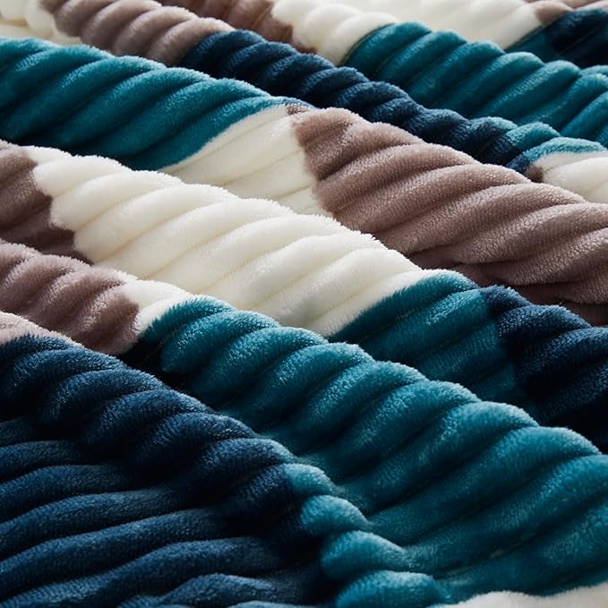 PU MEI Sherpa Blanket Twin Plaid Thick Bed Blanket, 60”*80” Super Soft Flannel Fuzzy Fleece Reversible Velvet Plush Warm Blanket for Couch (Teal Check, 60"*80")-StrideForce Fitness