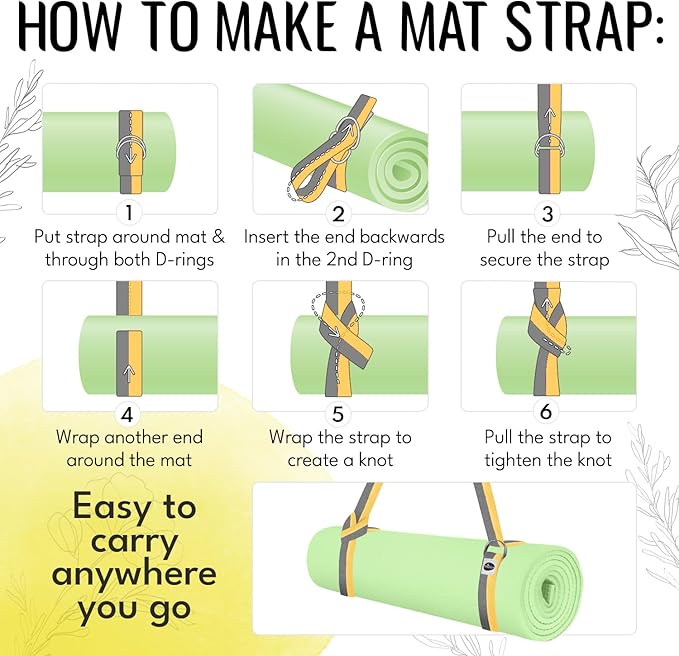 TECEUM Yoga Strap & Mat Strap – 2 IN 1 – Cotton – 6 ft 8 ft 10 ft (30+ colors) – Adjustable Non-Slip Belt for Yoga, Pilates, Stretching, Physical Therapy, Fitness & Home Workout – For Carrying Mats-StrideForce Fitness