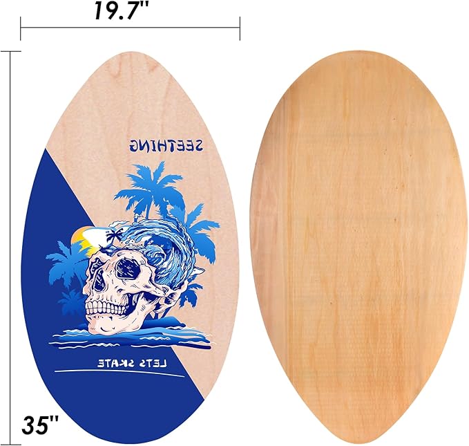seething 35 Inch Skimboard with High Gloss Coat Wood Skim Board for Beginners,Kids, Teenagers, Adults and All Skimming-StrideForce Fitness